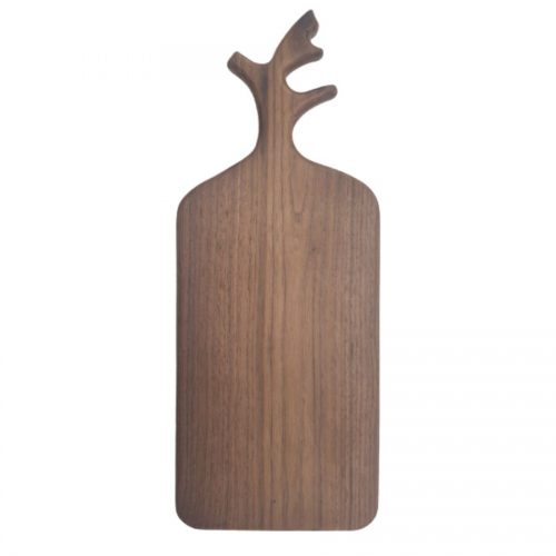 Khay thớt gỗ trang trí tay cầm sừng hươu 43x17cm, gỗ óc chó nguyên khối